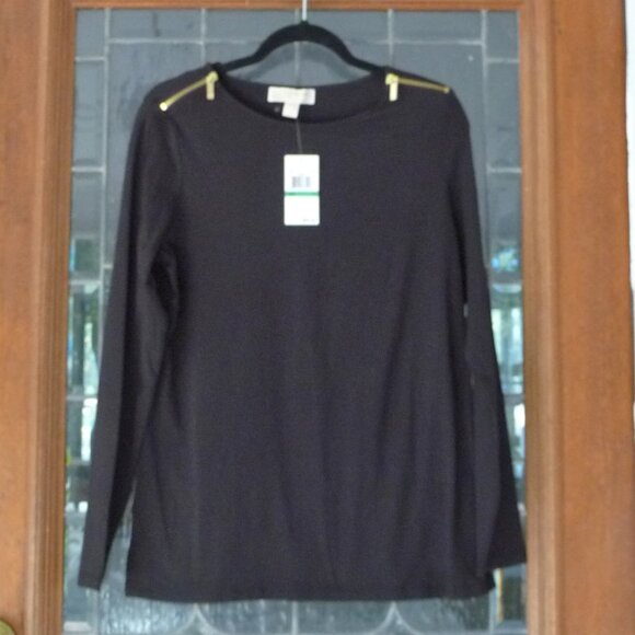 MICHAEL KORS BLACK TOP WITH ZIPPERS LARGE - Picture 1 of 10